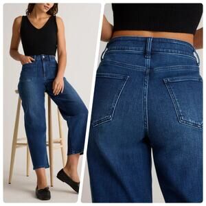 Quince High Rise Wide Leg Jeans Patch Pockets Women’s Size 29 Midnight Blue